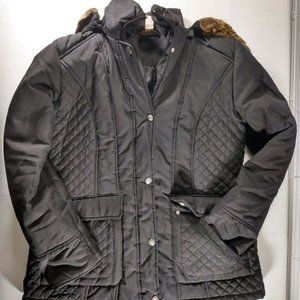 White Stag Women's Small Black Quilted Winter Coat